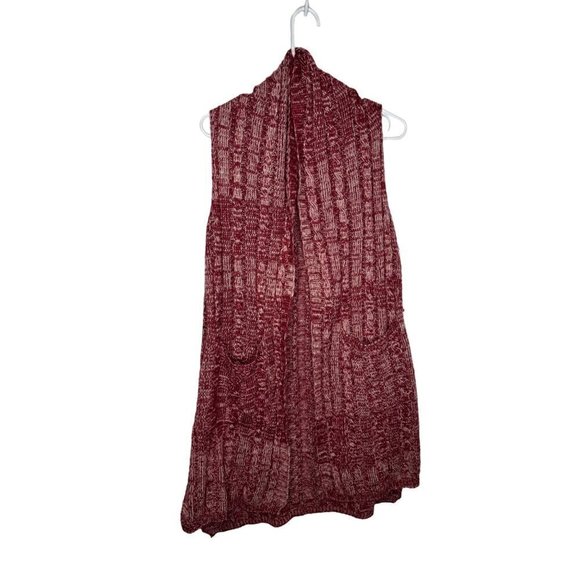 Sleeveless 100% Acrylic Open Front Cardigan Duster Red - Picture 1 of 3